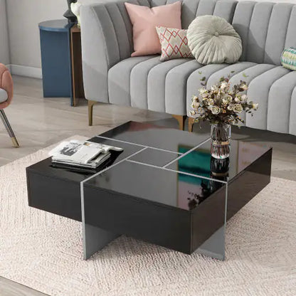 Unique Design Coffee Table with 4 Hidden Storage Compartments