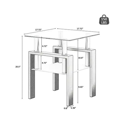 Modern Tempered Glass Tea Table - Set Of 2