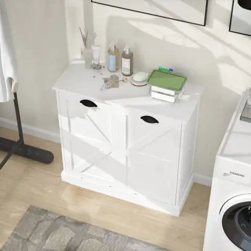 Two-Compartment Tilt-Out Laundry Sorter Cabinet