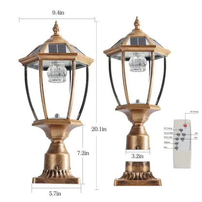 Antique Bronze Solar LED Pillar Light