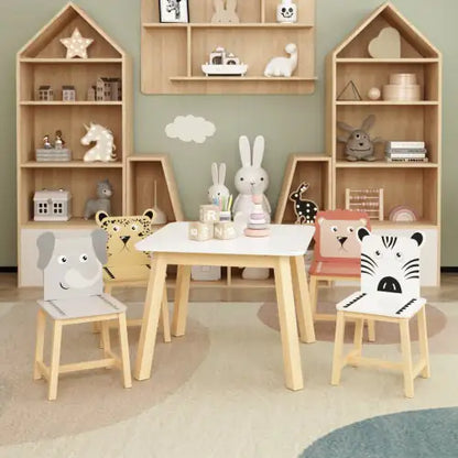 Kids' Solid Wood Table & Chair 5-Piece Set