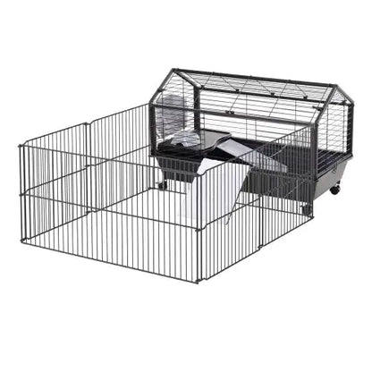 Small Animal Play Fence Cage With Rolling Casters & Water Bottle