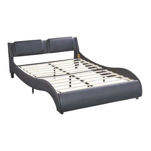 Queen LED Upholstered Platform Bed - Black