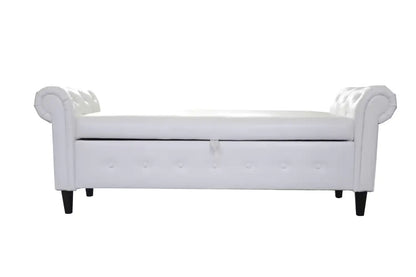 Pouf contenitore in pelle bianca