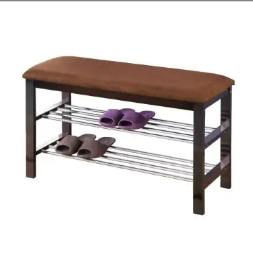 Wood Shoe Bench with Chocolate Microfiber Seat