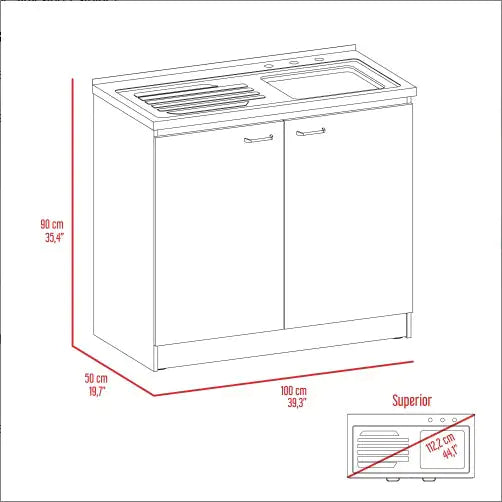 White Rectangle 2-Door Utility Sink and Cabinet