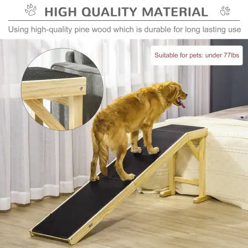 Ramp For Dog Bed, Pet Ramp For Dog With Non-slip Carpet And Top Platform