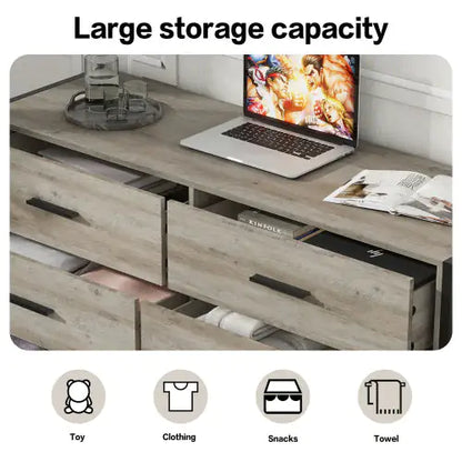 Cómoda de madera con 6 cajones