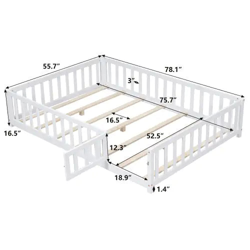 Toddler Safety Platform Bed with Gate