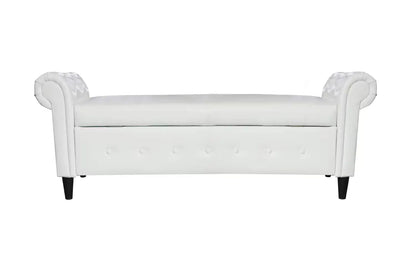 Pouf contenitore in pelle bianca