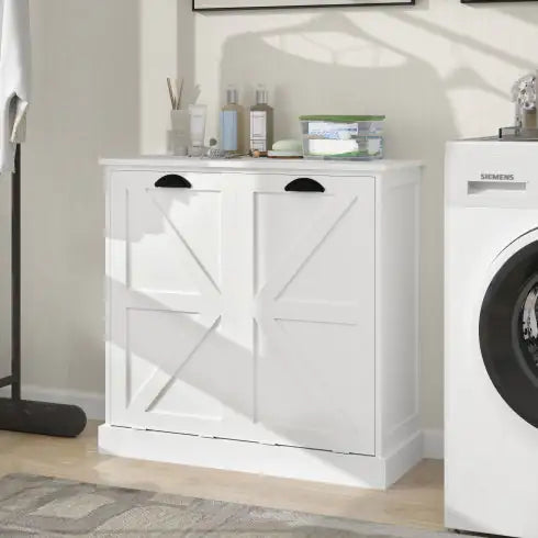 Two-Compartment Tilt-Out Laundry Sorter Cabinet