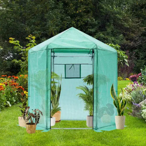 Walk-in Greenhouse Hexagonal Upgrade Reinforced Frame