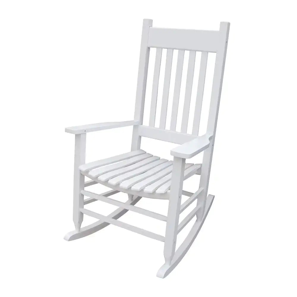 White Wooden Porch Rocker Chair