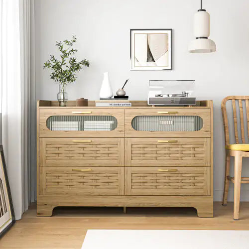 Cómoda de madera de 6 cajones