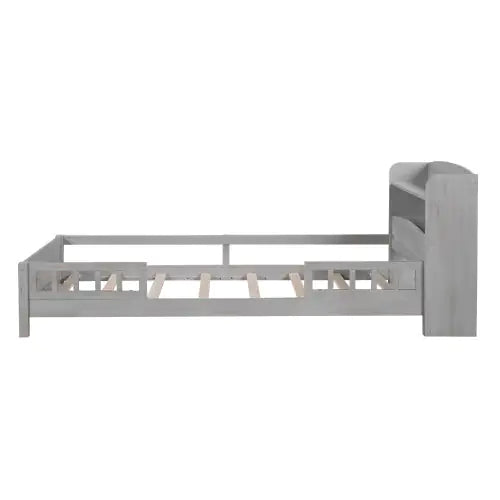 Twin Antique Grey LED Platform Bed with Storage