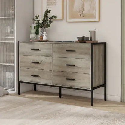 Cómoda de madera con 6 cajones