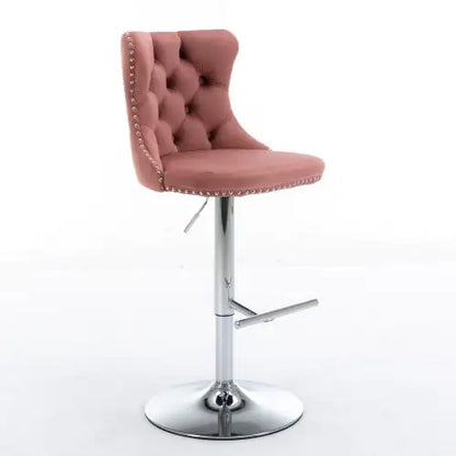 Swivel Velvet Barstools Adjusatble Seat - Set Of 2