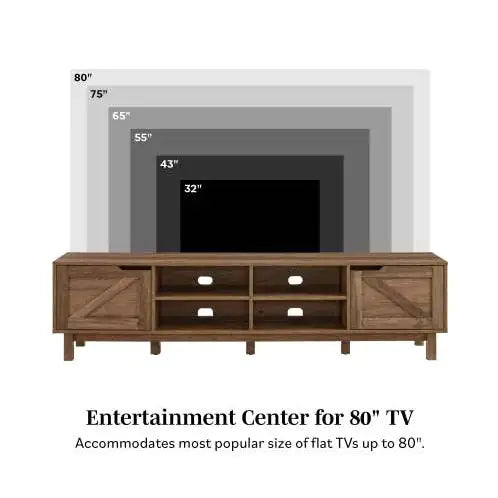 Rustic Barndoor Open-Storage TV Stand For TVs Up To 80 Inches Rustic Oak