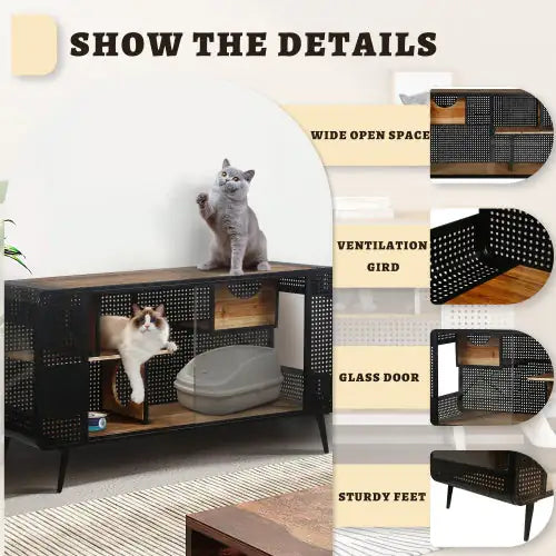 Spacious Cat Houses With Tempered Glass Are Suitable For Living Rooms, Hallways, Dens, And Other Spaces