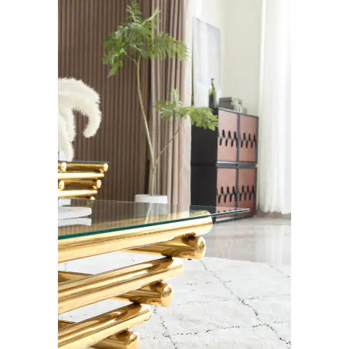 Gold & Glass Rectangular Coffee Table