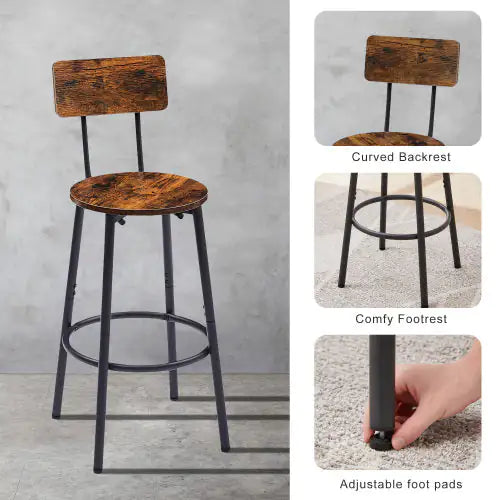 Round Bar Stool Set With Shelves