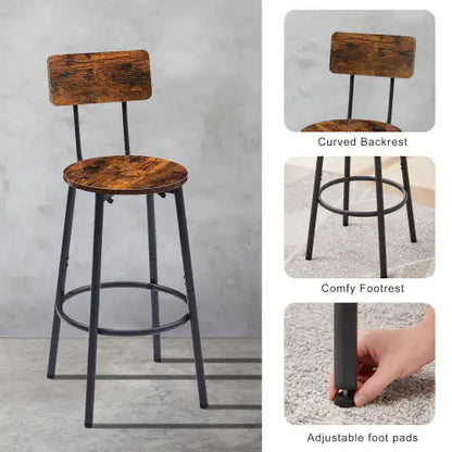 Round Bar Stool Set With Shelves